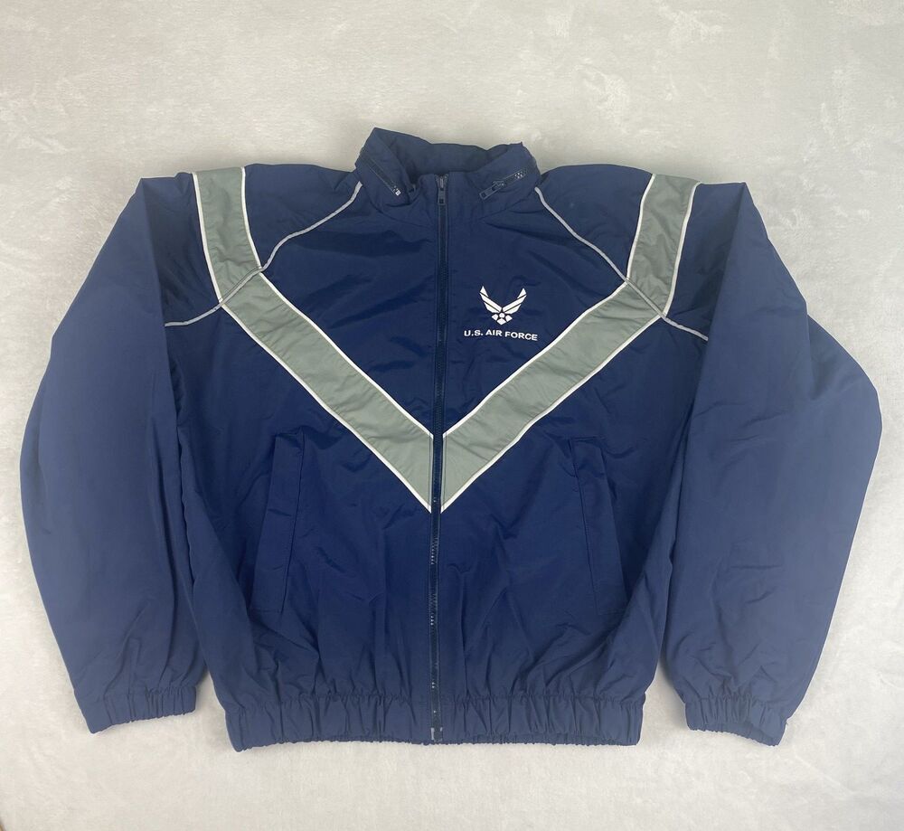 Skilcraft U.S Air Force Training PTU Jacket Adult Extra Small Blue Windbreaker
